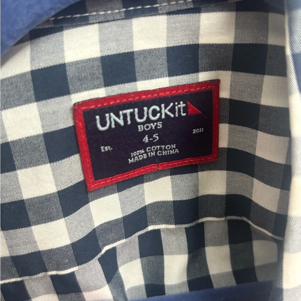 UNTUCKit Navy and White Plaid Shirt‎